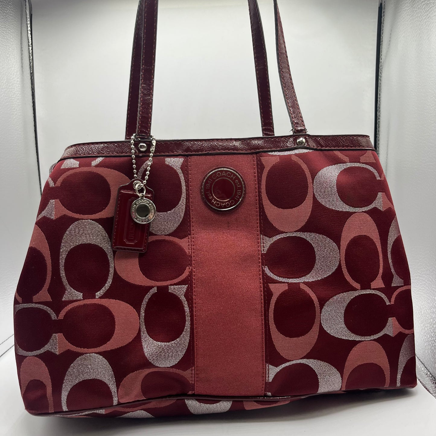 TOTE DESIGNER by COACH In MAROON, Size: MEDIUM