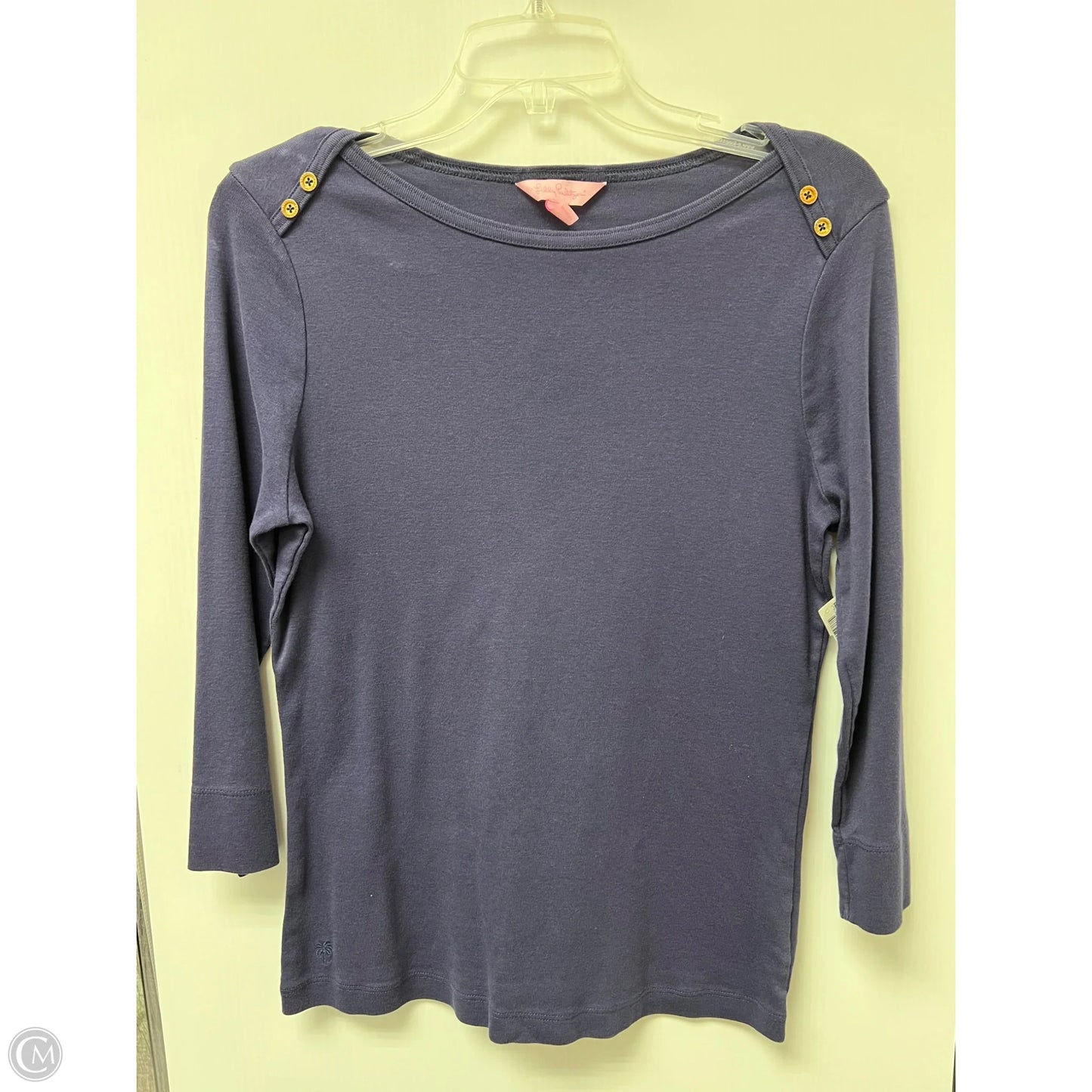 Top 3/4 Sleeve Designer By Lilly Pulitzer In Navy, Size: L