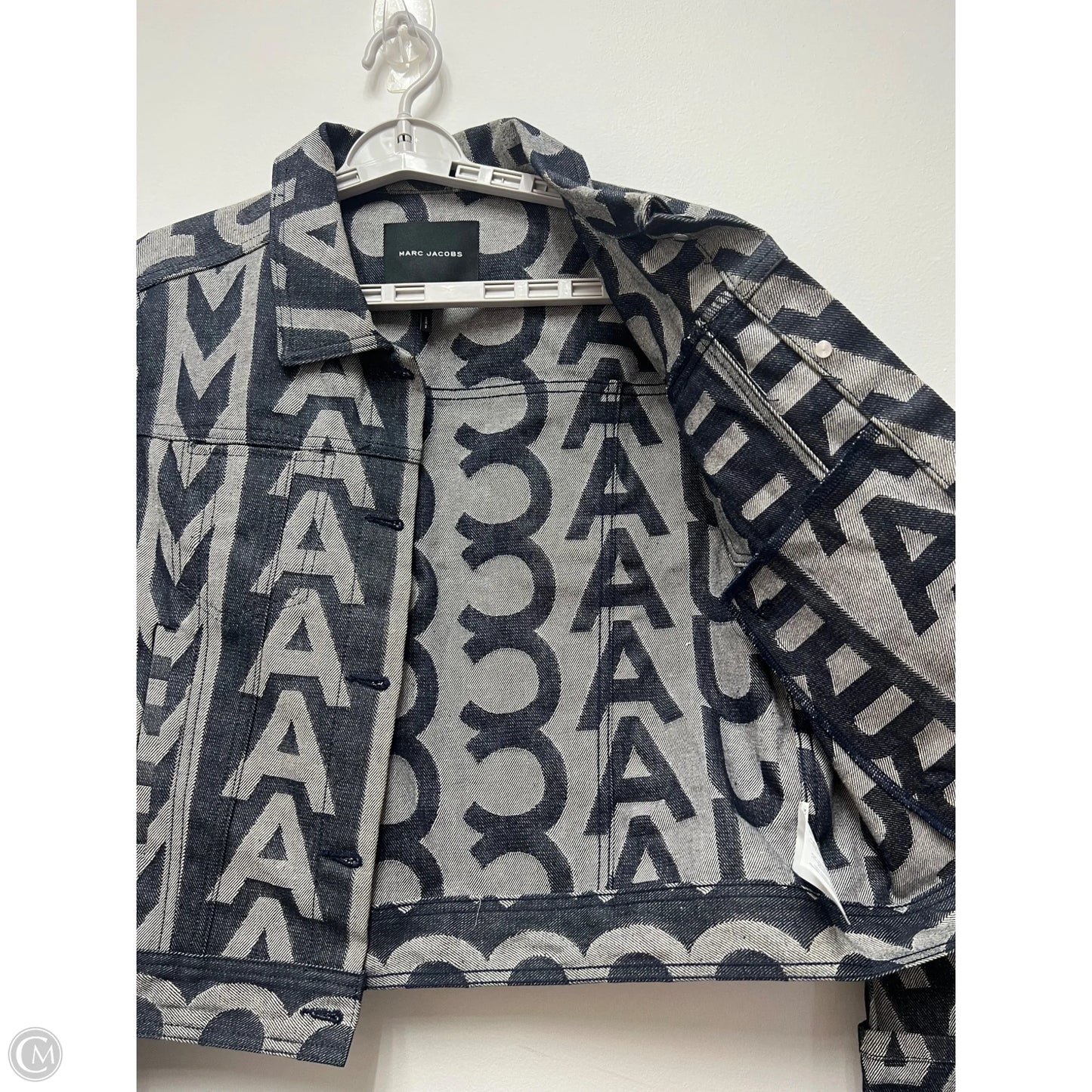 Jacket Designer By Marc Jacobs In Blue Denim, Size: L