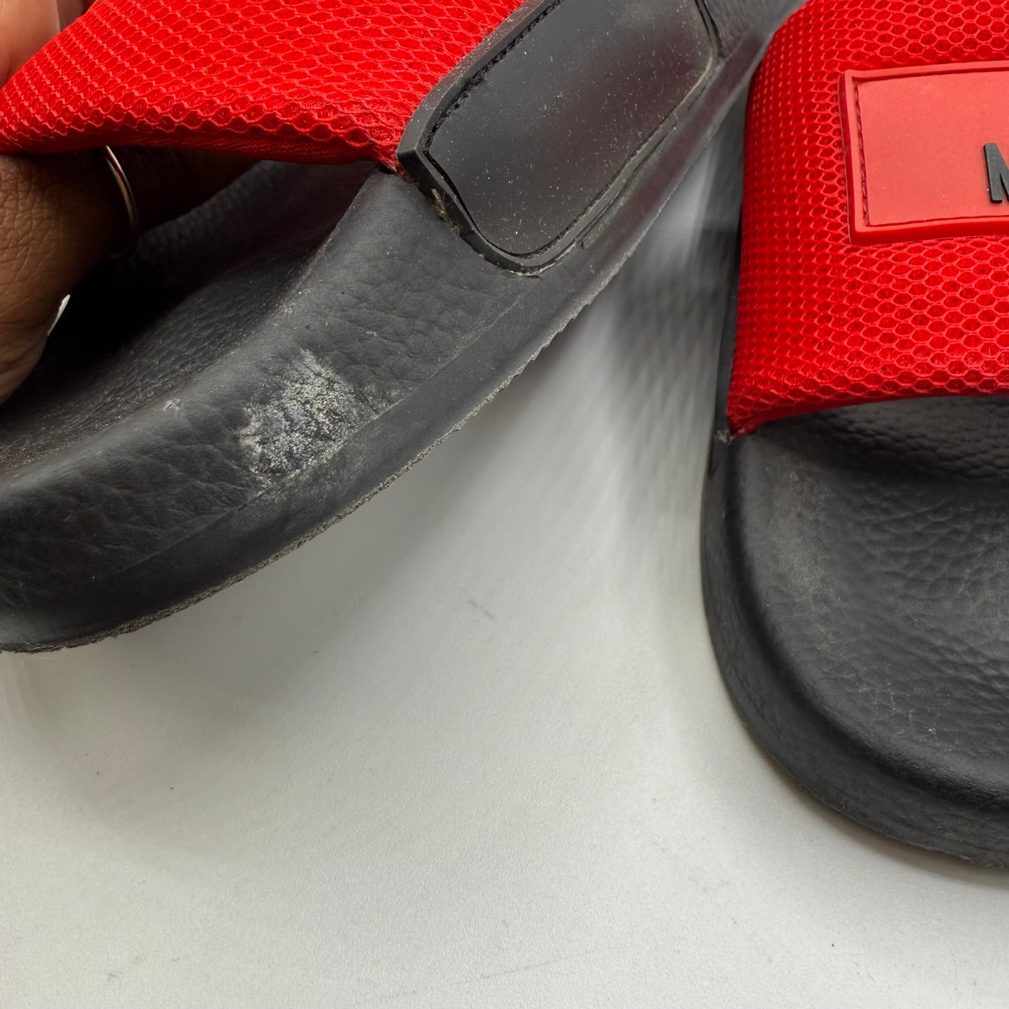 Sandals Flats By Love Moschino In Black & Red, Size: 7.5