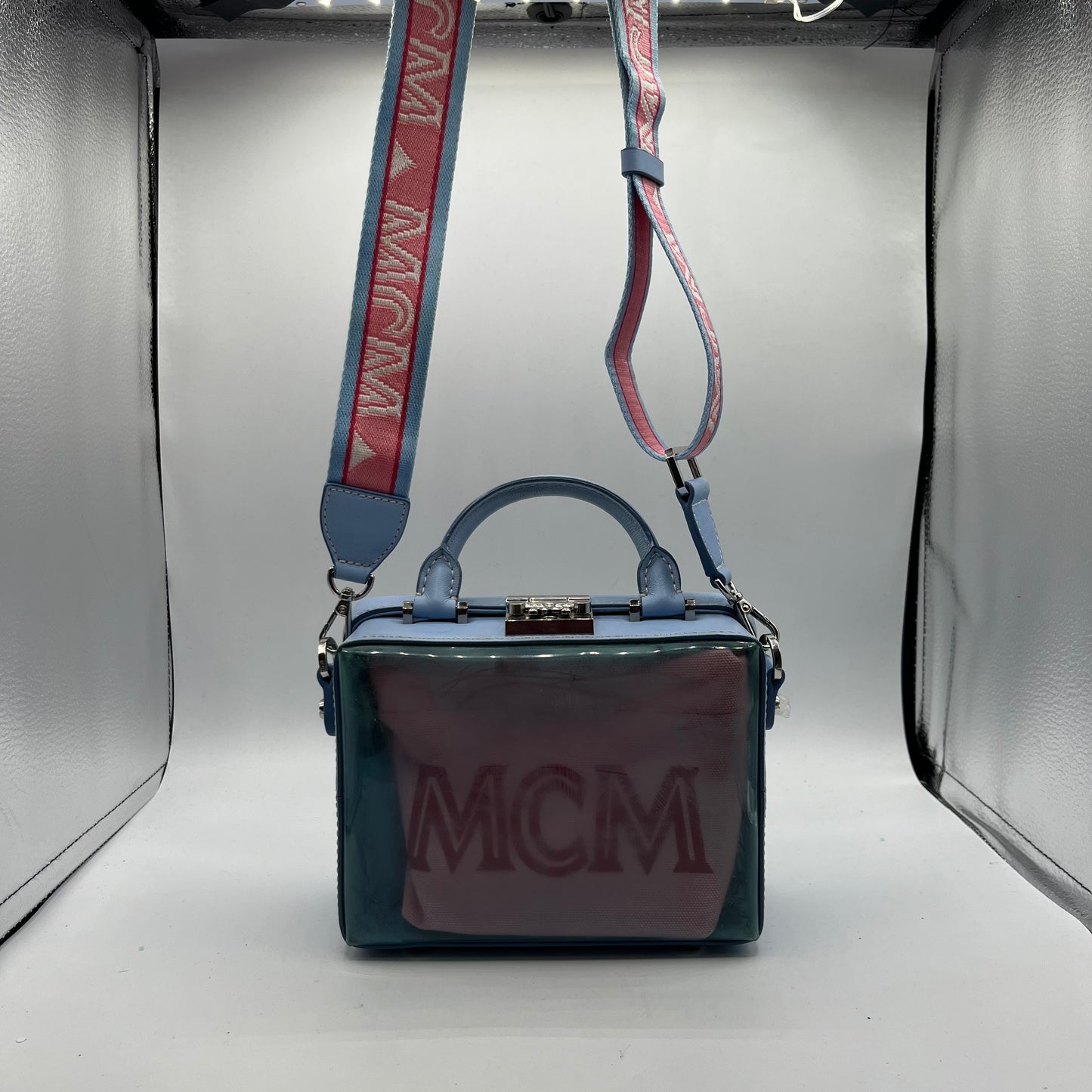 CROSSBODY LUXURY DESIGNER by MCM In BLUE & PINK, Size: SMALL