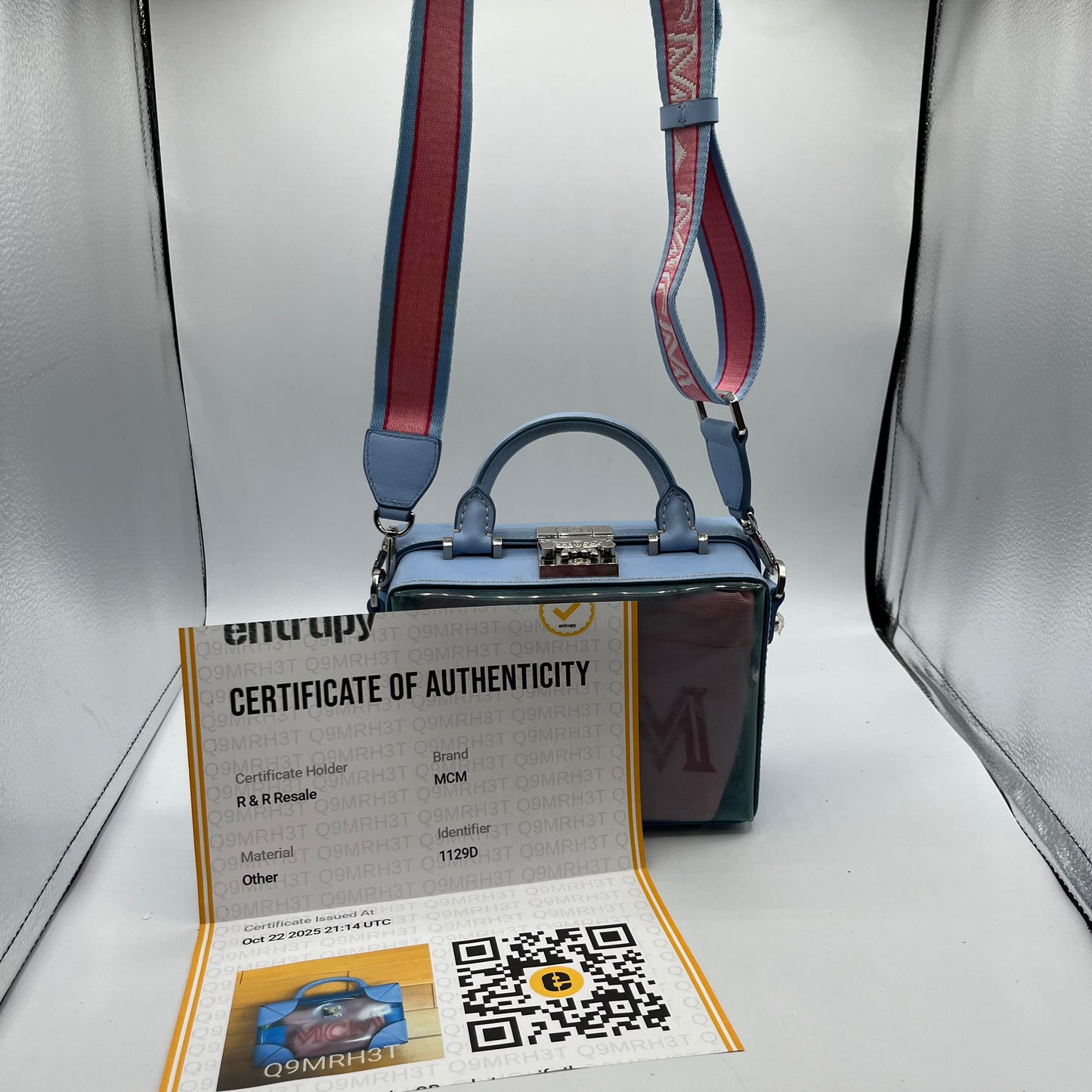 CROSSBODY LUXURY DESIGNER by MCM In BLUE & PINK, Size: SMALL