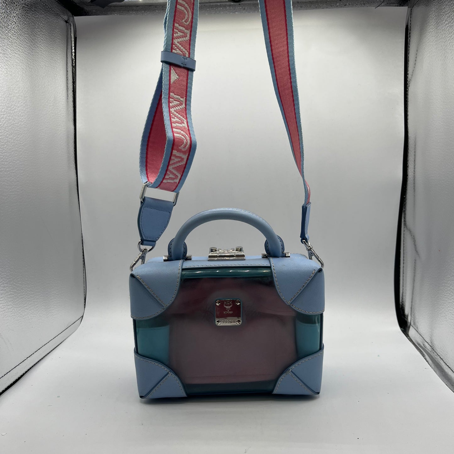 CROSSBODY LUXURY DESIGNER by MCM In BLUE & PINK, Size: SMALL