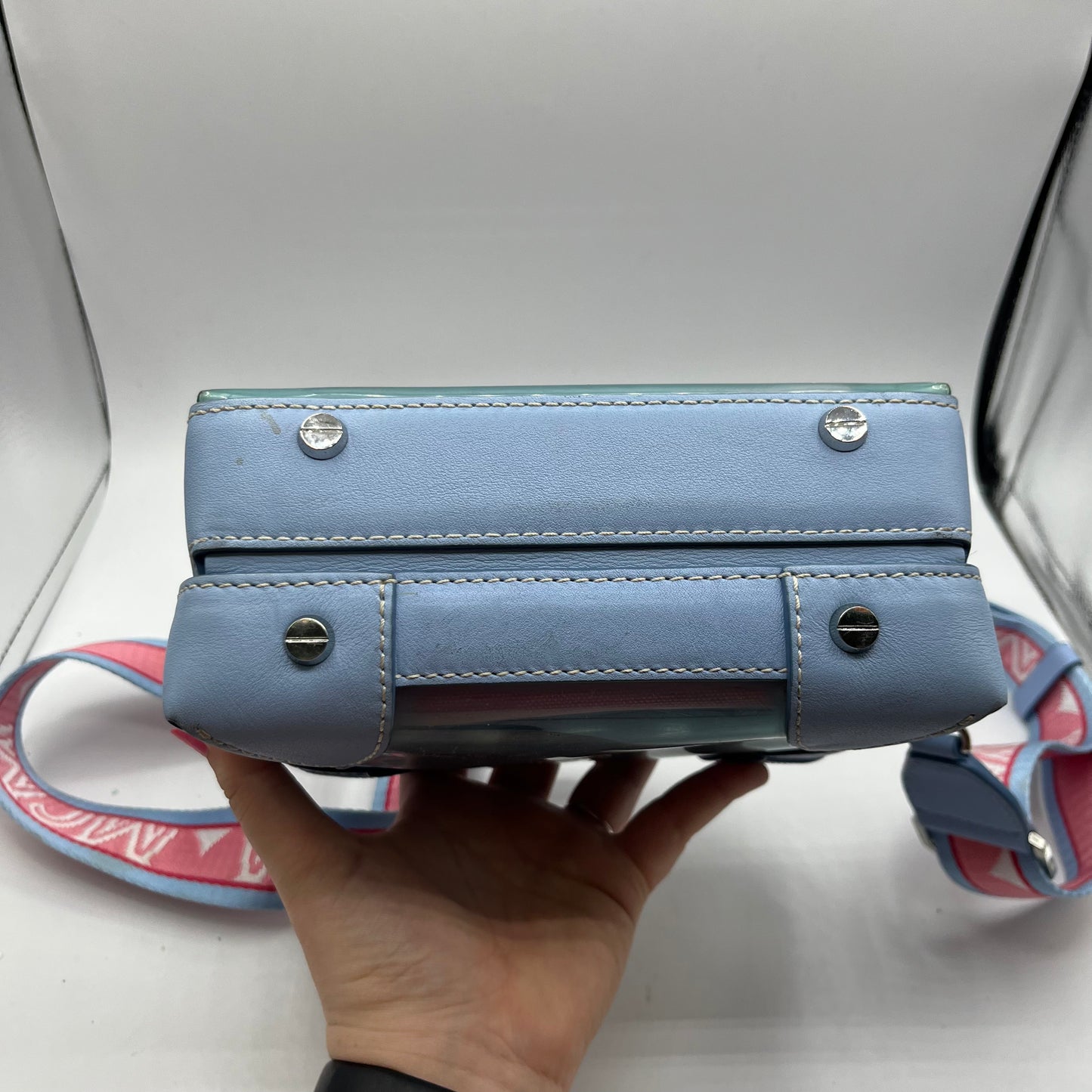 CROSSBODY LUXURY DESIGNER by MCM In BLUE & PINK, Size: SMALL