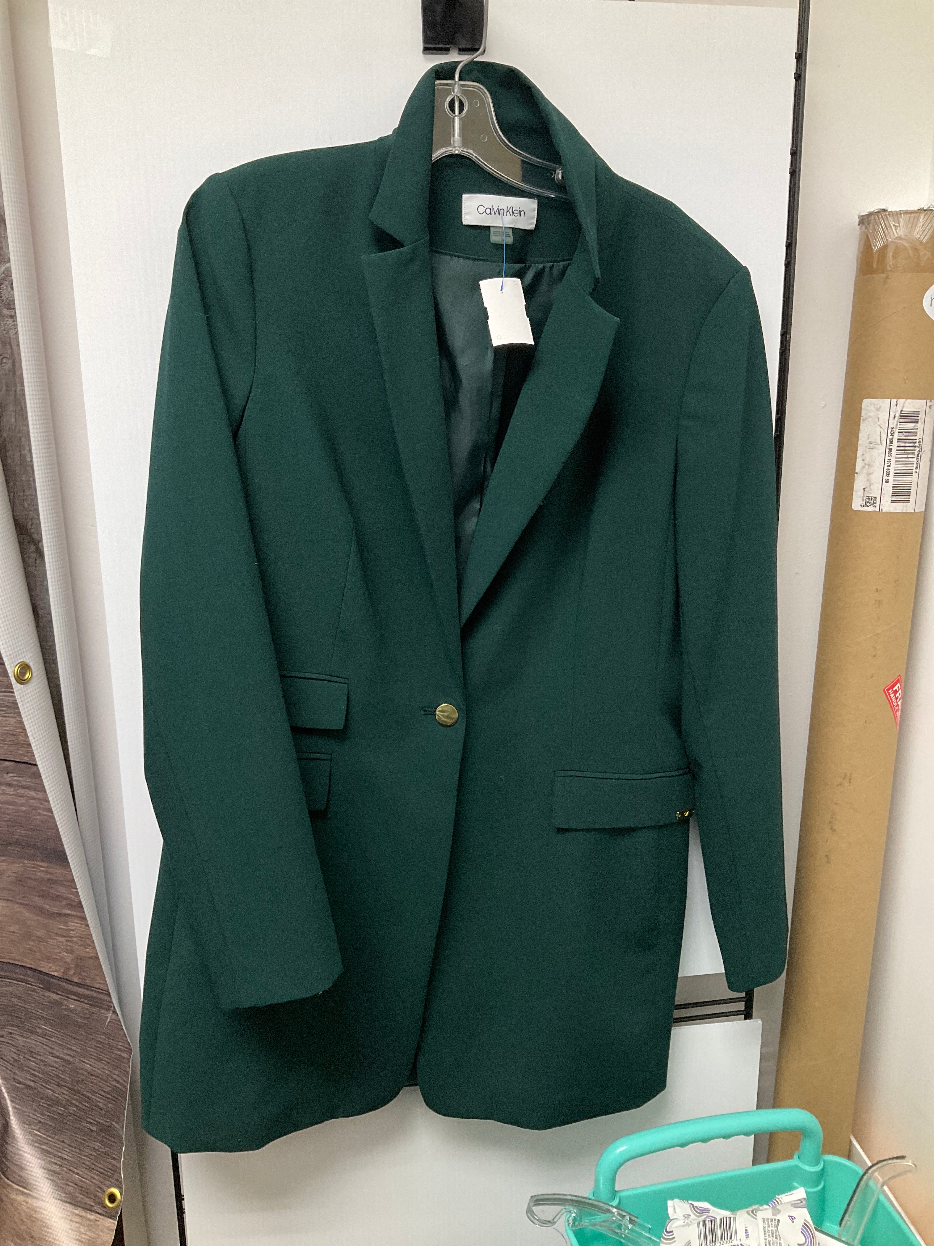 Christopher Kane Blazer Sz 10 2024 Green Satin Hidden Button Oversized