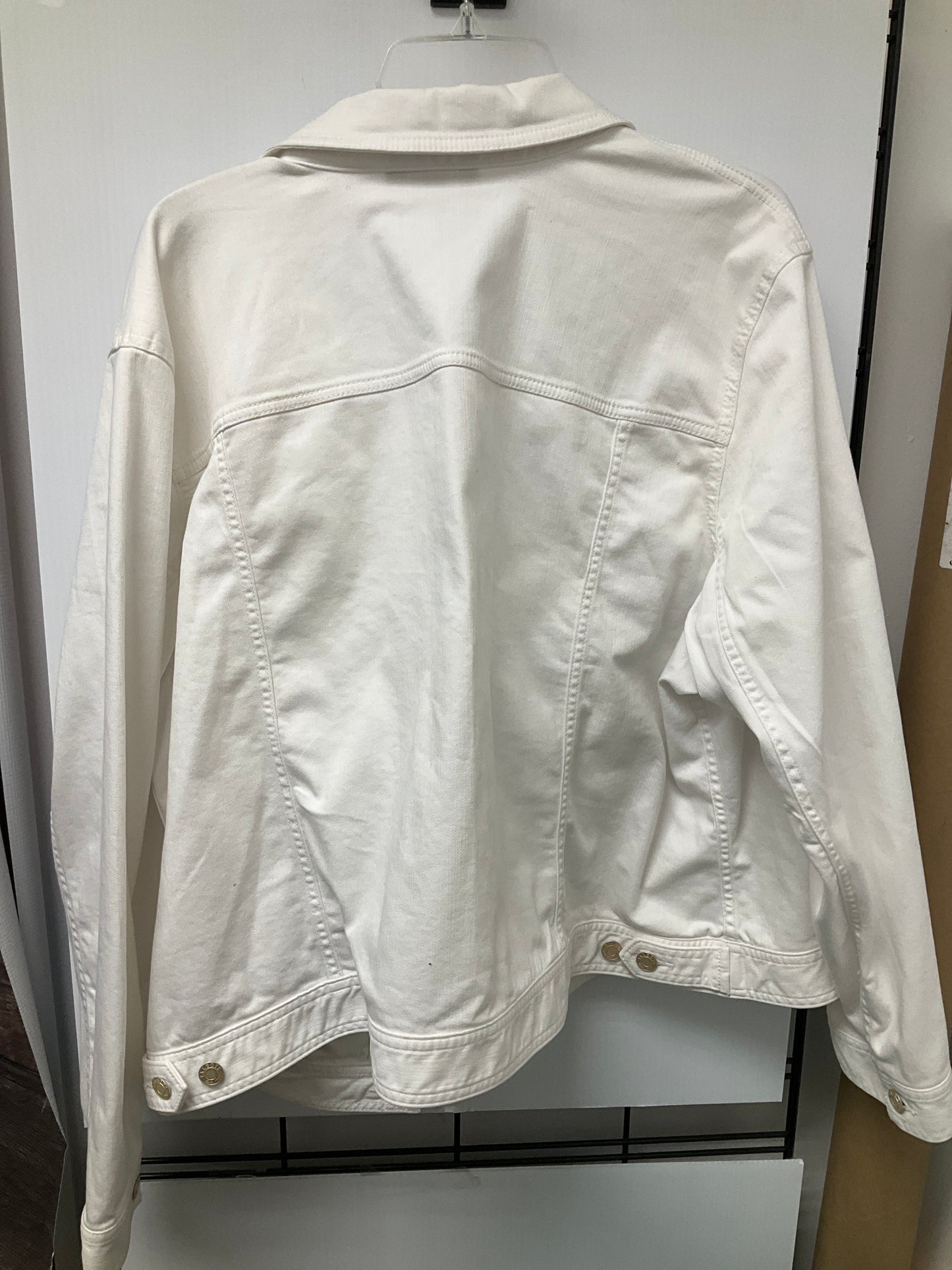 Jacket Denim By Talbots In White, Size: 3x