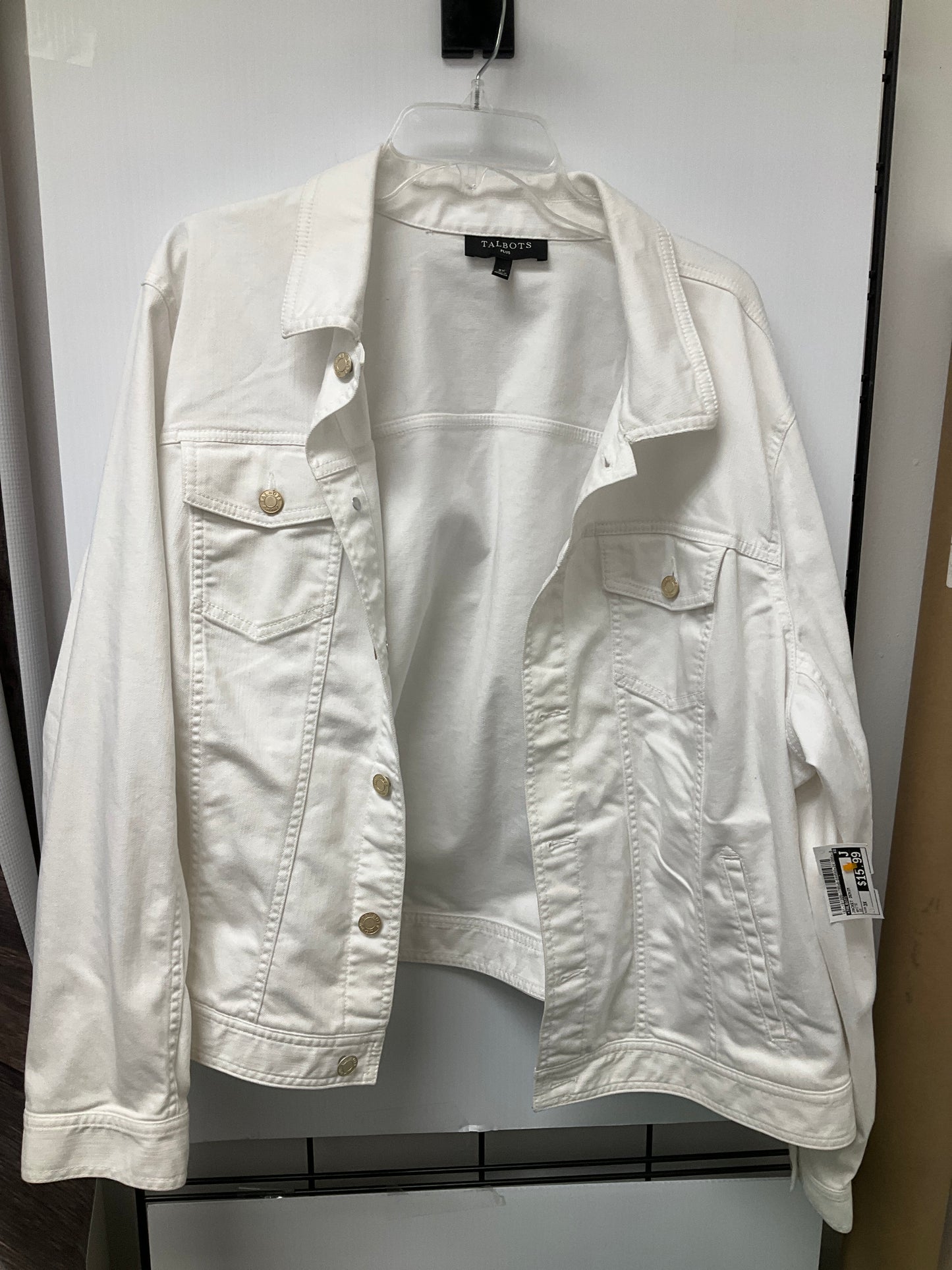 Jacket Denim By Talbots In White, Size: 3x