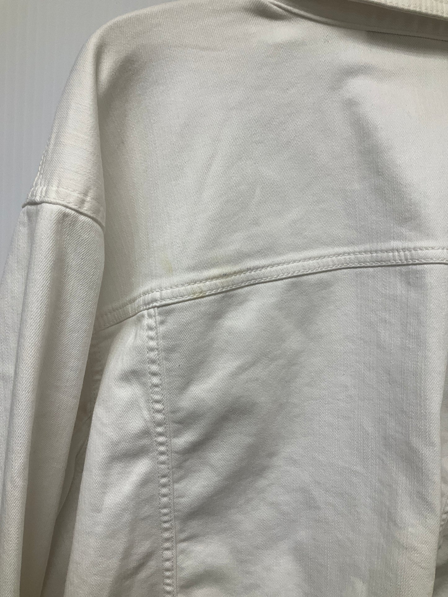 Jacket Denim By Talbots In White, Size: 3x