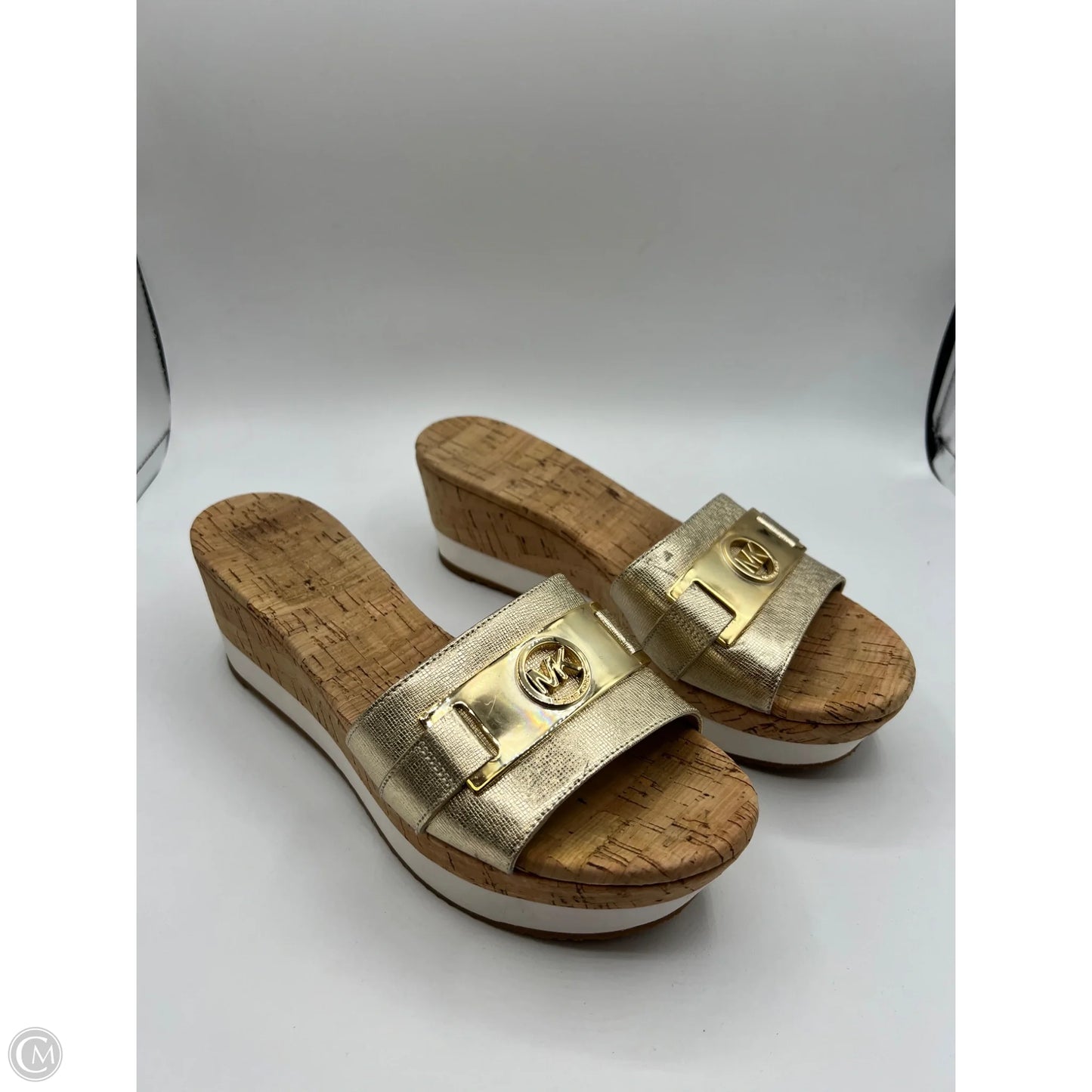 Sandals Heels Wedge By Michael Kors In Gold, Size: 9.5