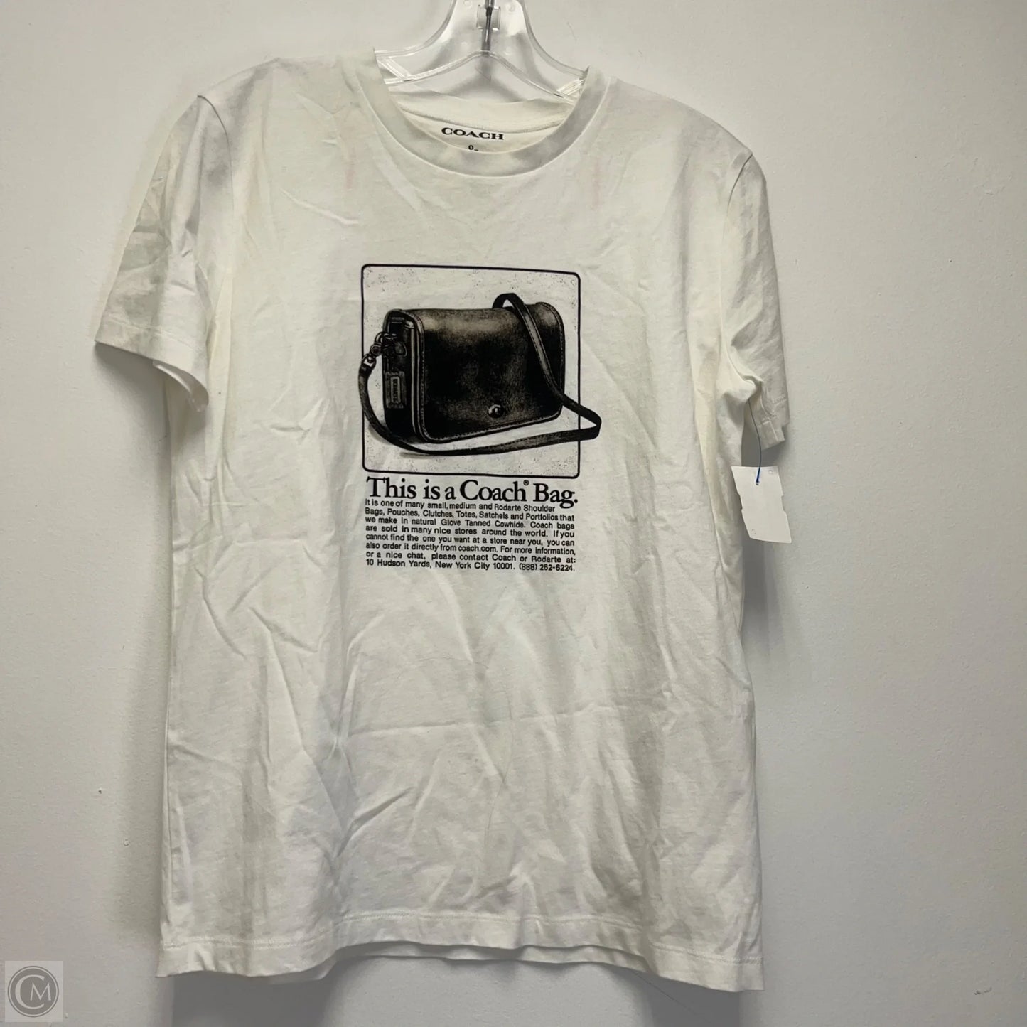 Top Short Sleeve Designer By Coach In White, Size: M