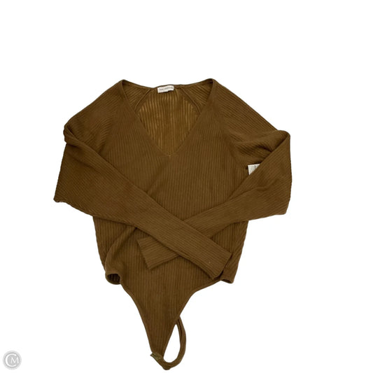 Top Long Sleeve By Good American In Brown, Size: S