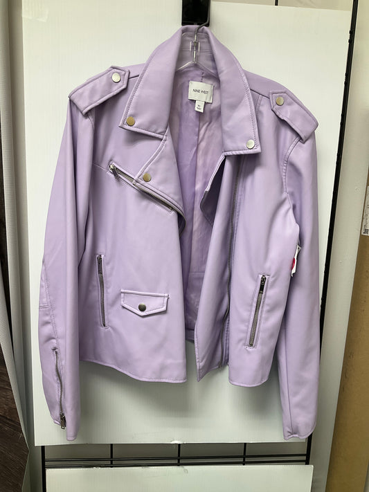 Jacket Leather By Nine West In Purple, Size: Xl