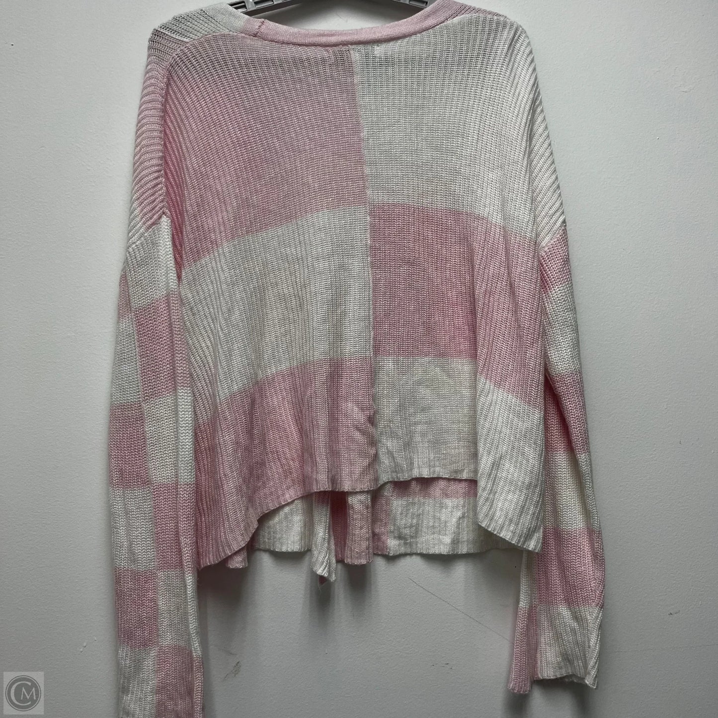 Cardigan By Francesca's In Pink & White, Size: L