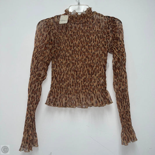 Top Long Sleeve By Free People In Animal Print, Size: Xs