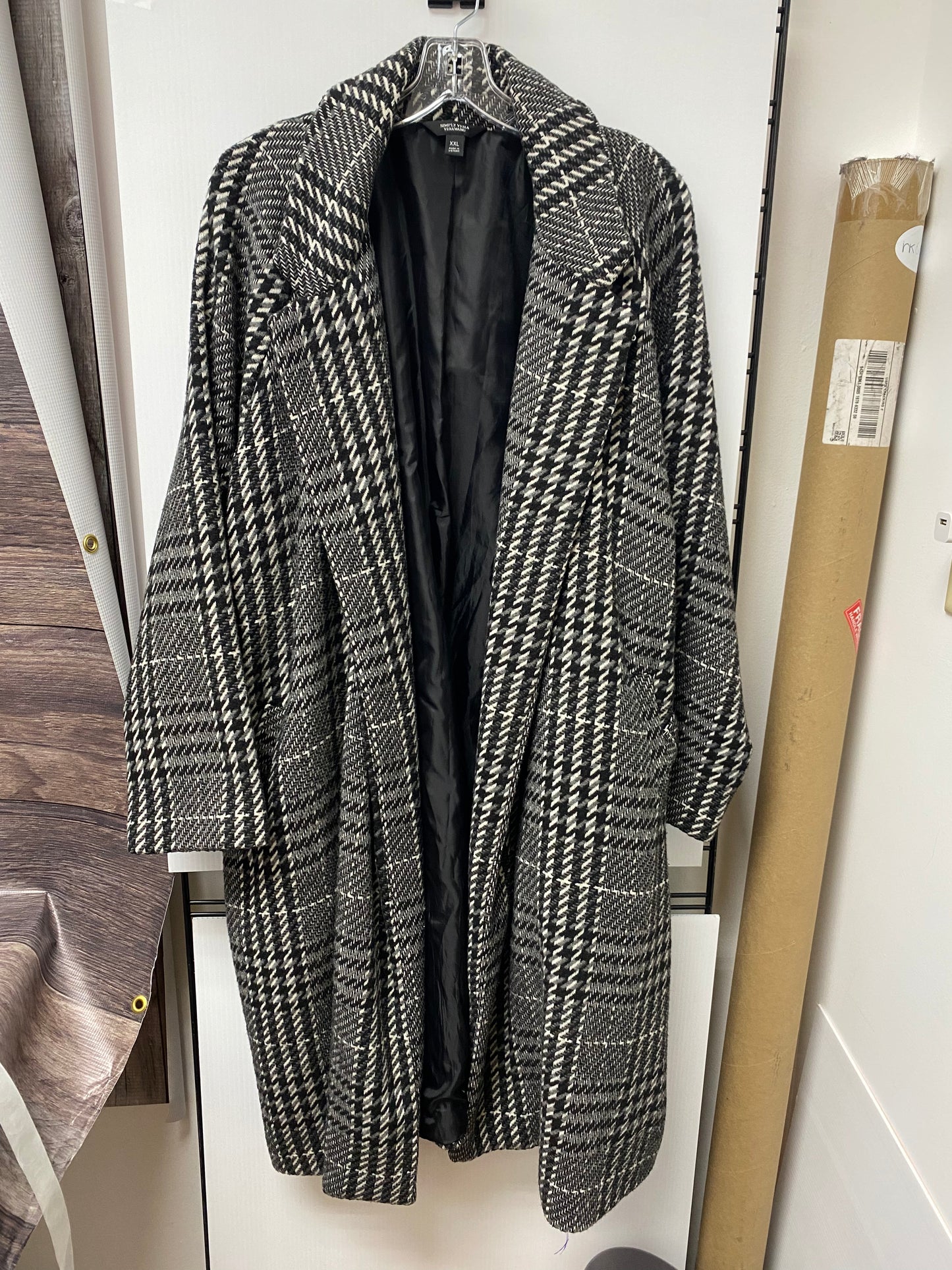 Coat Peacoat By Vera Wang In Plaid Pattern, Size: Xxl