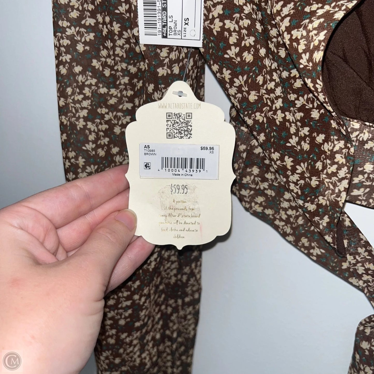 Top Long Sleeve By Altard State In Brown, Size: Xs