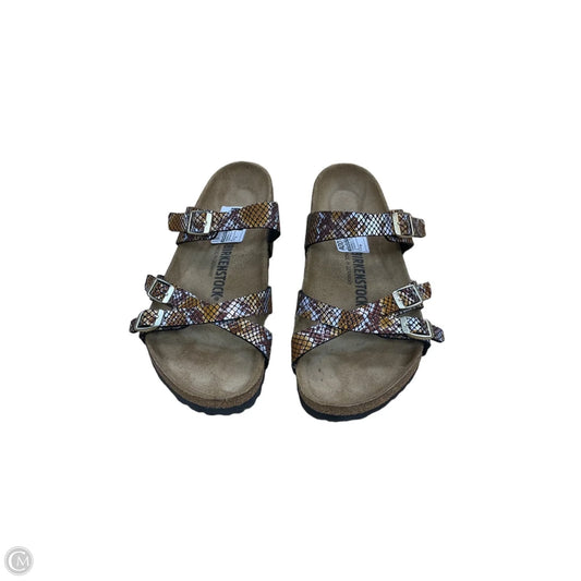Sandals Flats By Birkenstock In Snakeskin Print, Size: 8