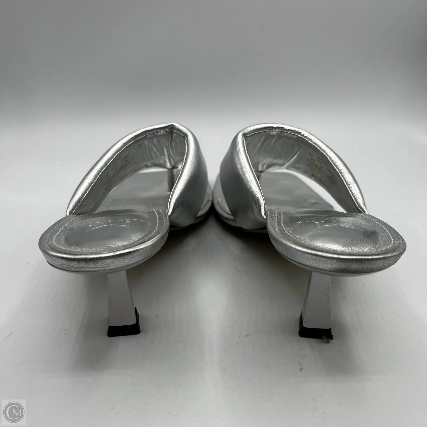 Sandals Heels Kitten By Marc Fisher In Silver, Size: 8.5