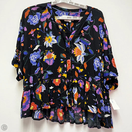 Top Short Sleeve By Anthropologie In Floral Print, Size: M