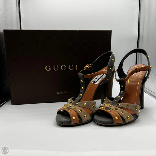 Sandals Luxury Designer By Gucci In Brown, Size: 6.5