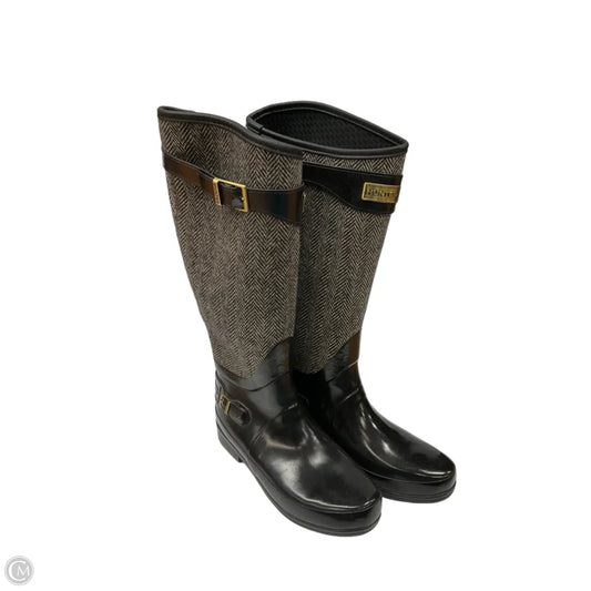 Boots Mid-calf Flats By Hunter In Black & Gold, Size: 8