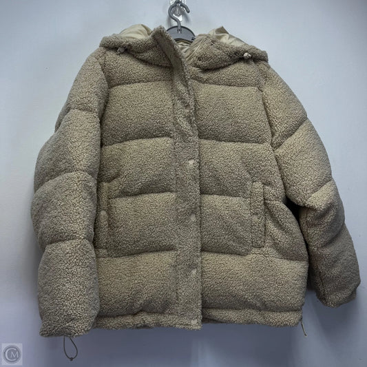 Coat Faux Fur & Sherpa By Good American In Cream, Size: 1x