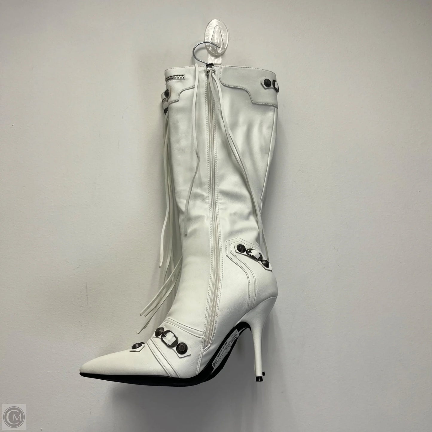 Boots Knee Heels By Clothes Mentor In White, Size: 10