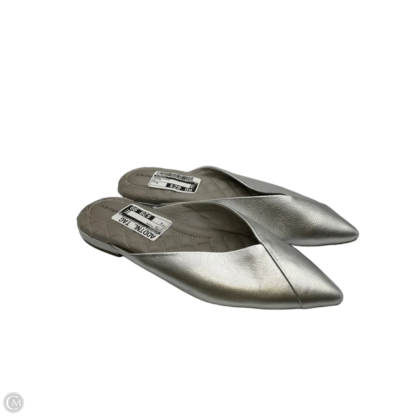 Shoes Flats By Birdies In Silver, Size: 8