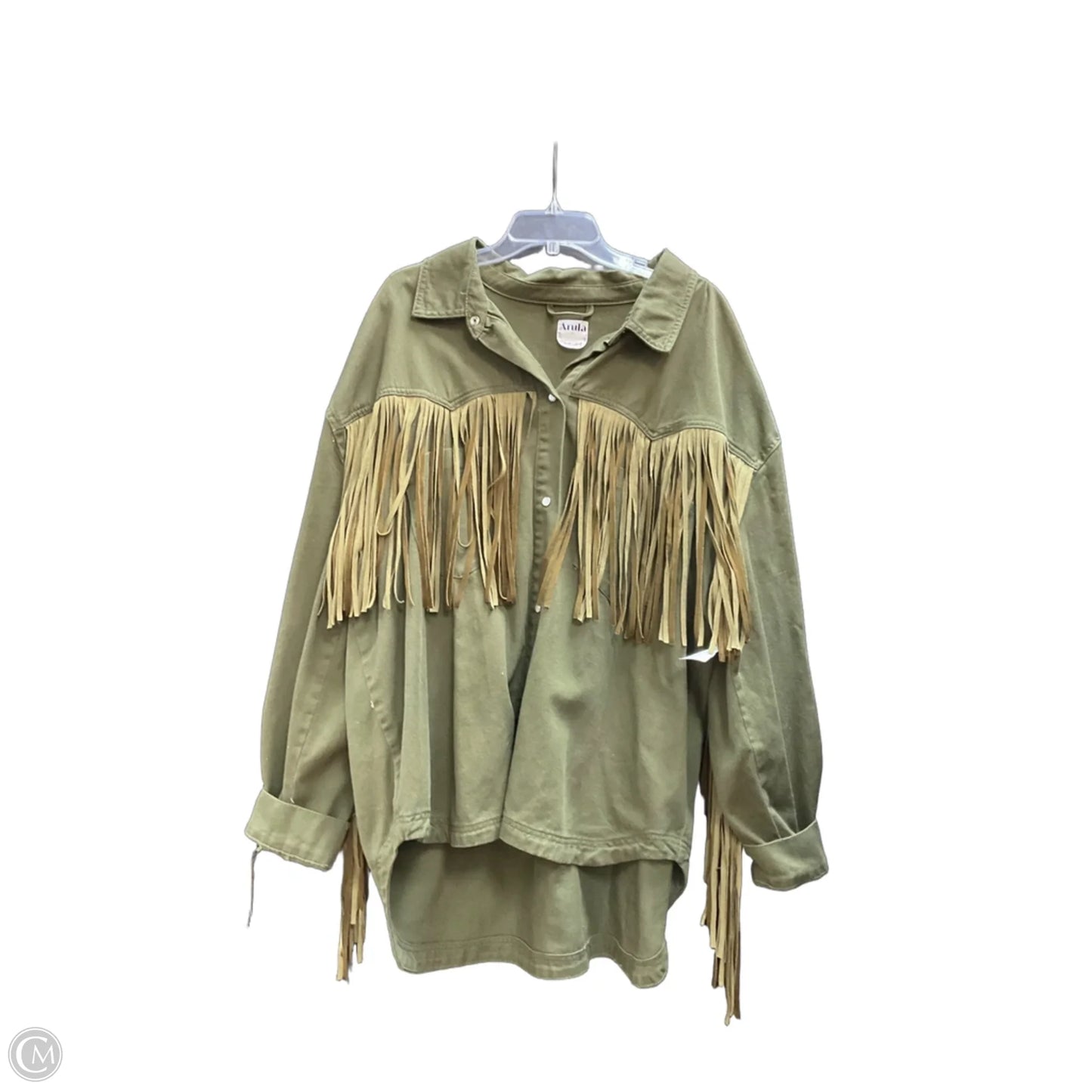 Jacket Denim By Arula In Green Denim, Size: L