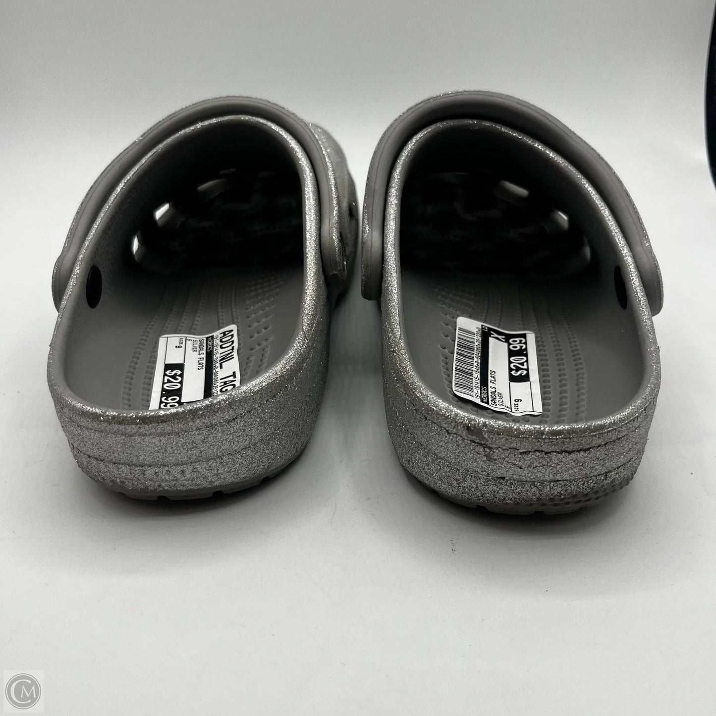 Sandals Flats By Crocs In Silver, Size: 9