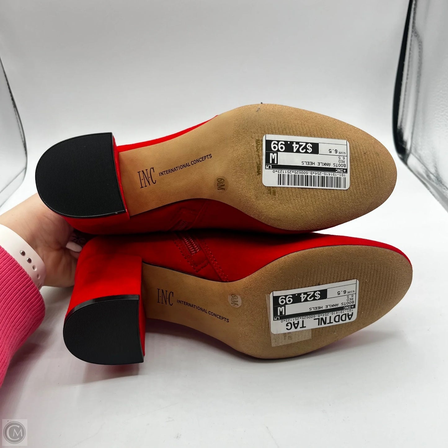 Boots Ankle Heels By Inc In Red, Size: 6.5