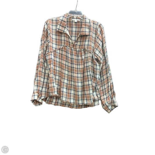Top Long Sleeve By Downeast In Plaid Pattern, Size: M