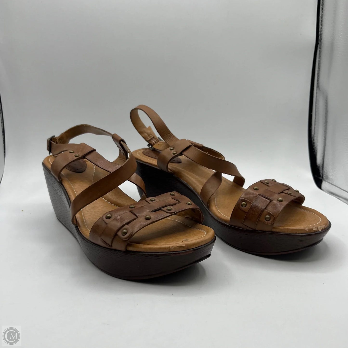 Shoes Heels Wedge By Fossil In Brown, Size: 9