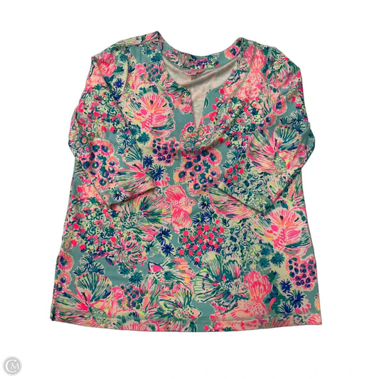 Top 3/4 Sleeve Designer By Lilly Pulitzer In Blue, Size: Xl