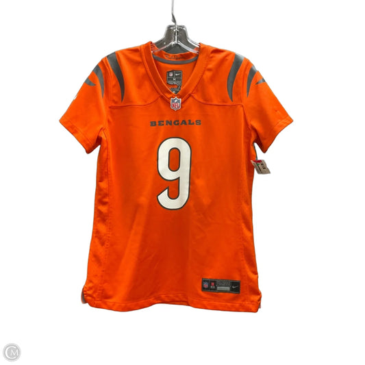 Athletic Top Short Sleeve By Nike In Orange, Size: M