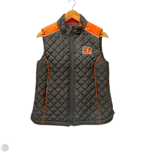 Vest Puffer & Quilted By Nfl In Black & Orange, Size: L