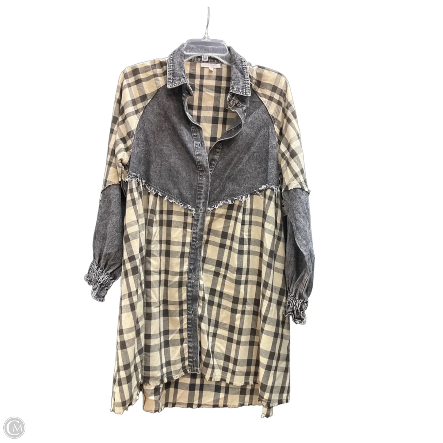Top Long Sleeve By Veveret In Plaid Pattern, Size: M