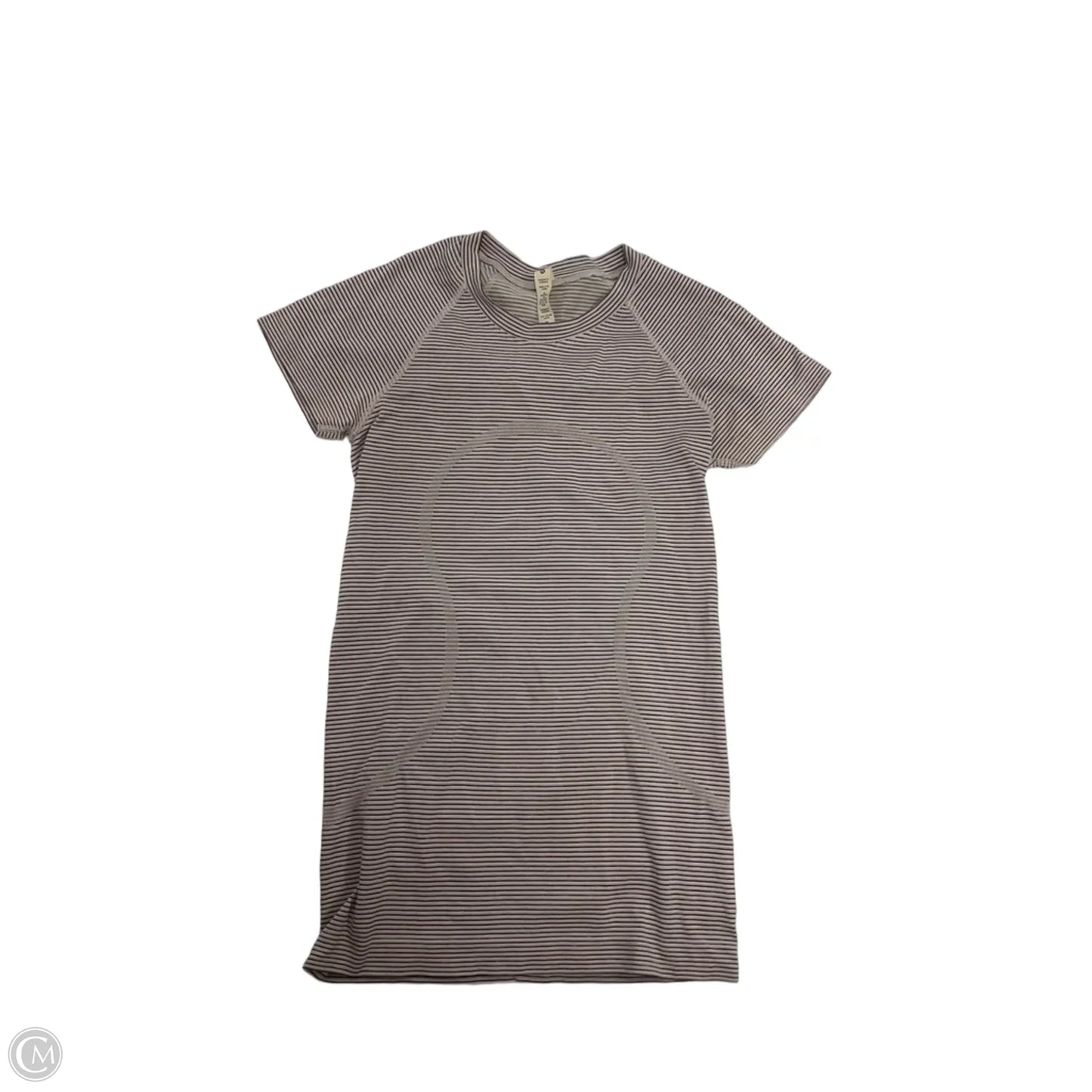 Athletic Top Short Sleeve By Lululemon In Striped Pattern, Size: 4