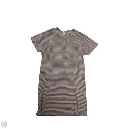 Athletic Top Short Sleeve By Lululemon In Striped Pattern, Size: 4