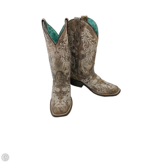 Boots Leather By Corral In Brown & White, Size: 9