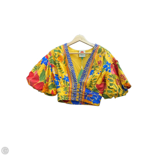 Top Short Sleeve By Farm Rio In Floral Print, Size: Xs