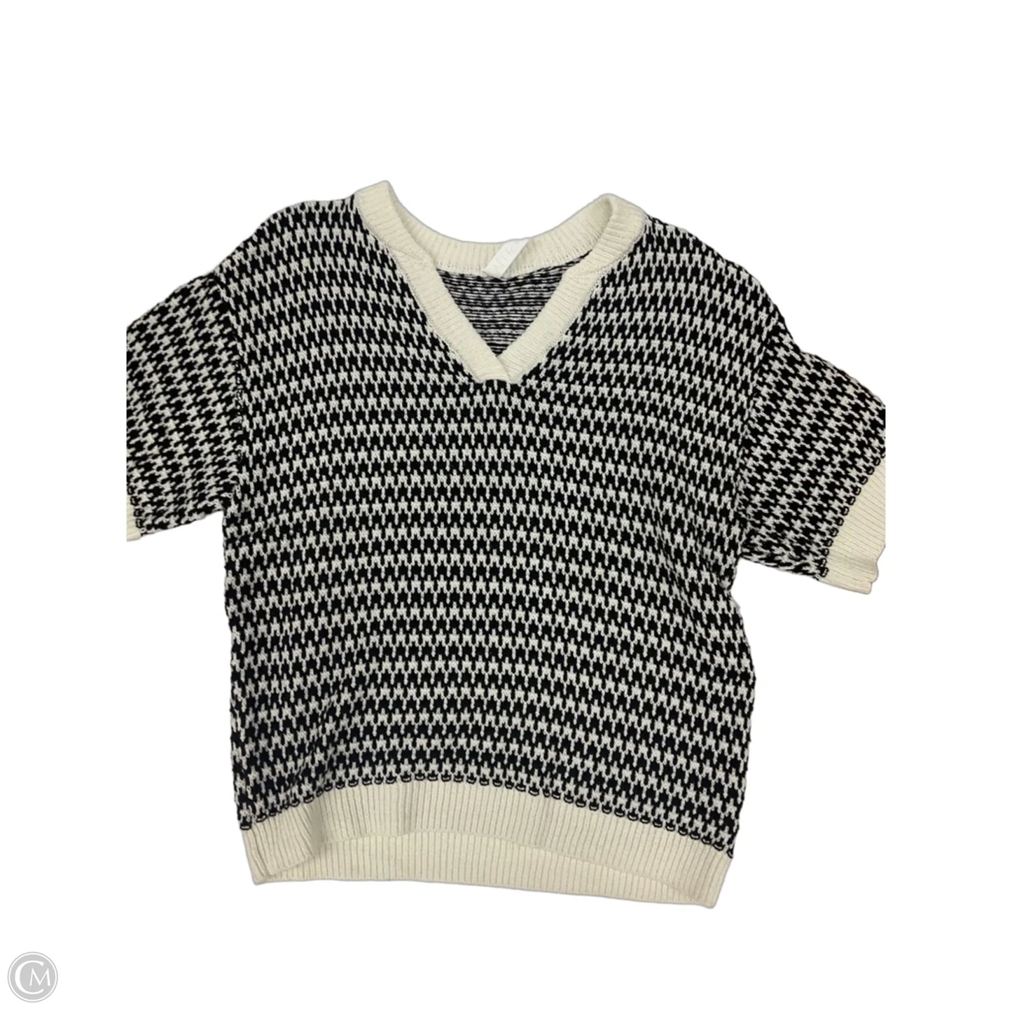 Sweater Short Sleeve By Stylus In Black & White, Size: M