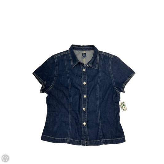 Top Short Sleeve By Gap In Blue Denim, Size: L
