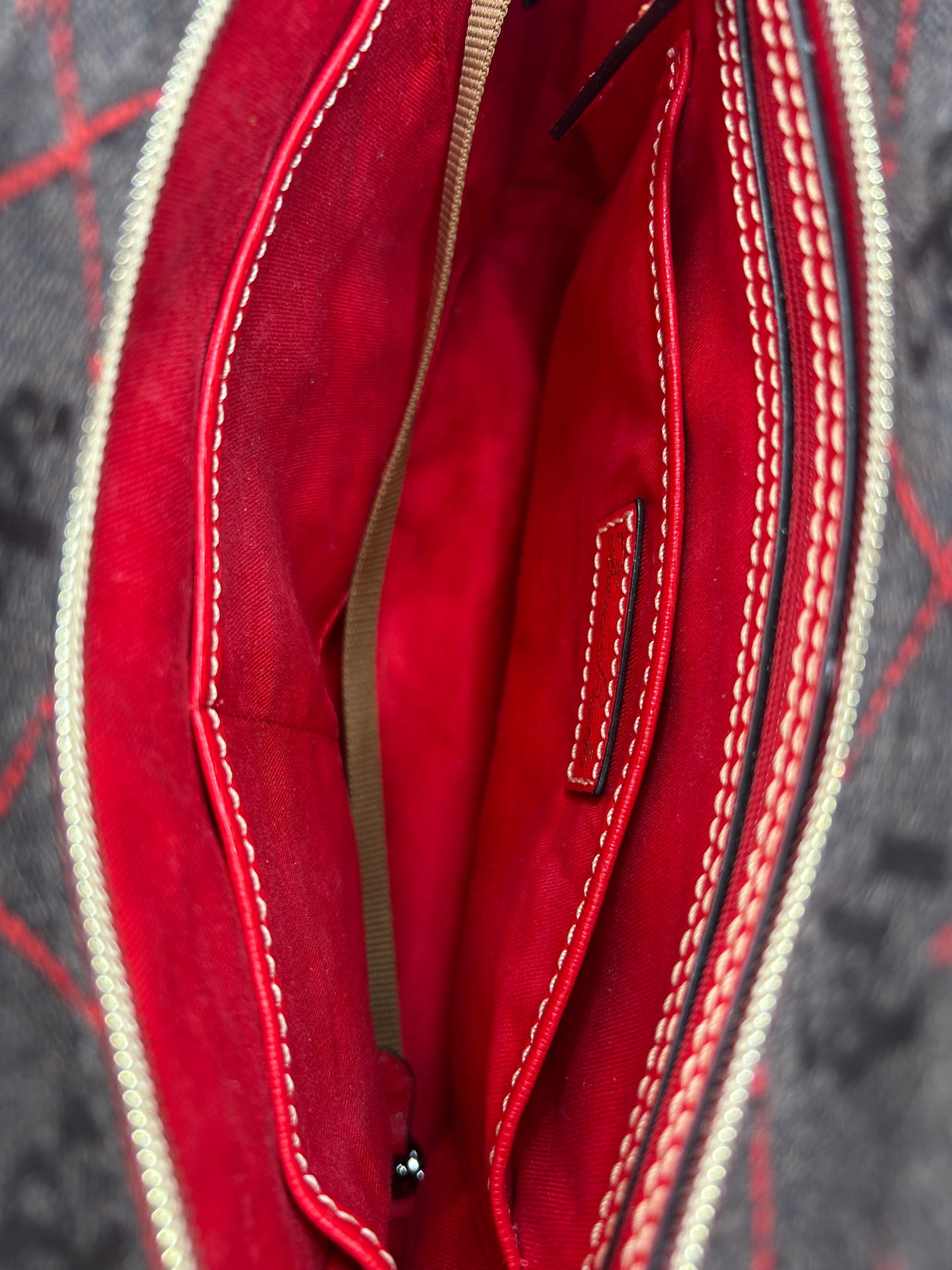 HANDBAG DESIGNER by DOONEY AND BOURKE In GREY & RED, Size: MEDIUM