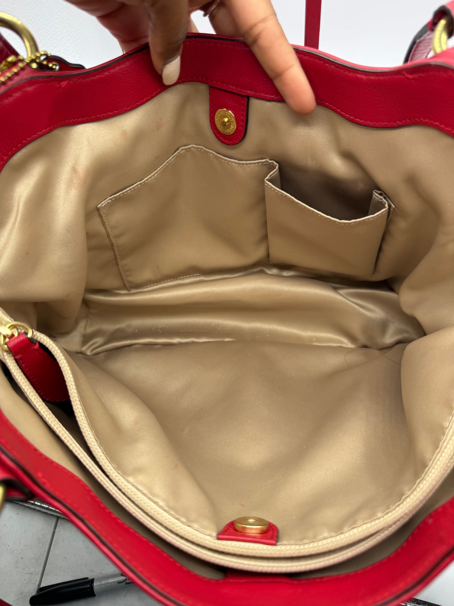 HANDBAG DESIGNER by COACH In RED, Size: MEDIUM