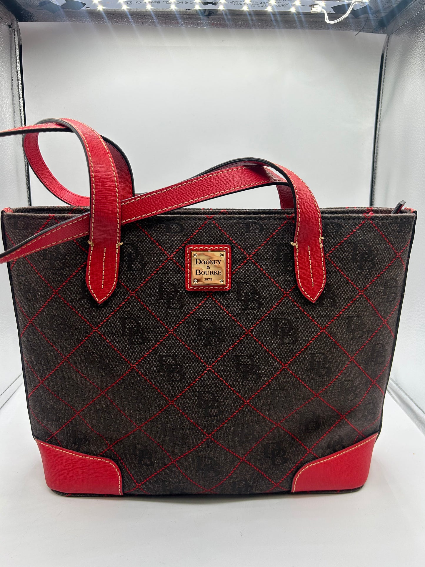 HANDBAG DESIGNER by DOONEY AND BOURKE In GREY & RED, Size: MEDIUM