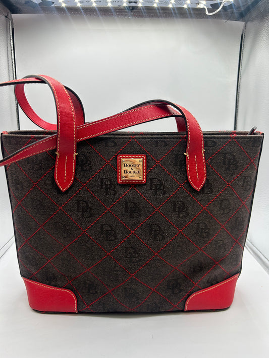 HANDBAG DESIGNER by DOONEY AND BOURKE In GREY & RED, Size: MEDIUM