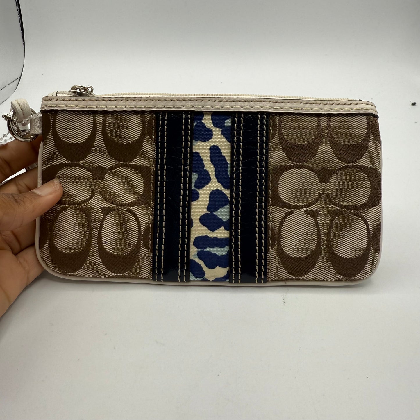 WRISTLET DESIGNER by COACH In BLUE & BROWN, Size: MEDIUM