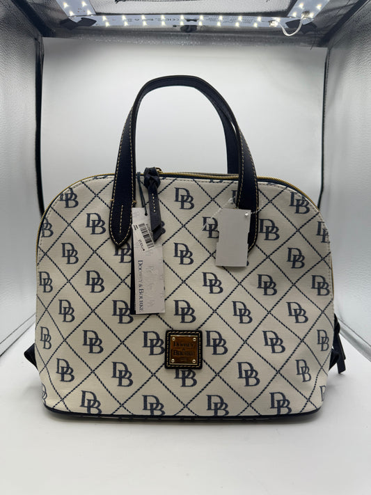 HANDBAG DESIGNER by DOONEY AND BOURKE In BLUE & CREAM, Size: LARGE